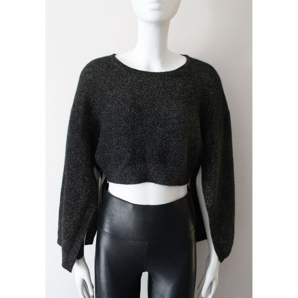 Babaton 1-01 Hyde Sweater Black Size Small Cropped Relaxed Mohair Aritzia - Picture 2 of 5